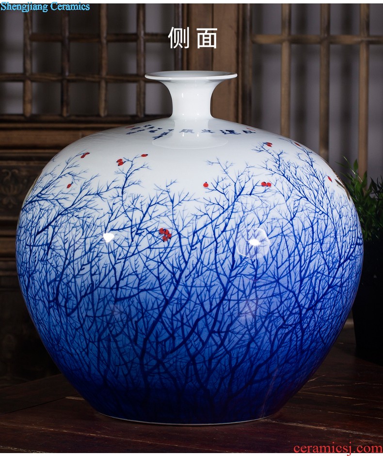 Famous master of jingdezhen ceramics hand-painted gold rat blue and white porcelain vase prosperous wealth sitting room adornment handicraft furnishing articles