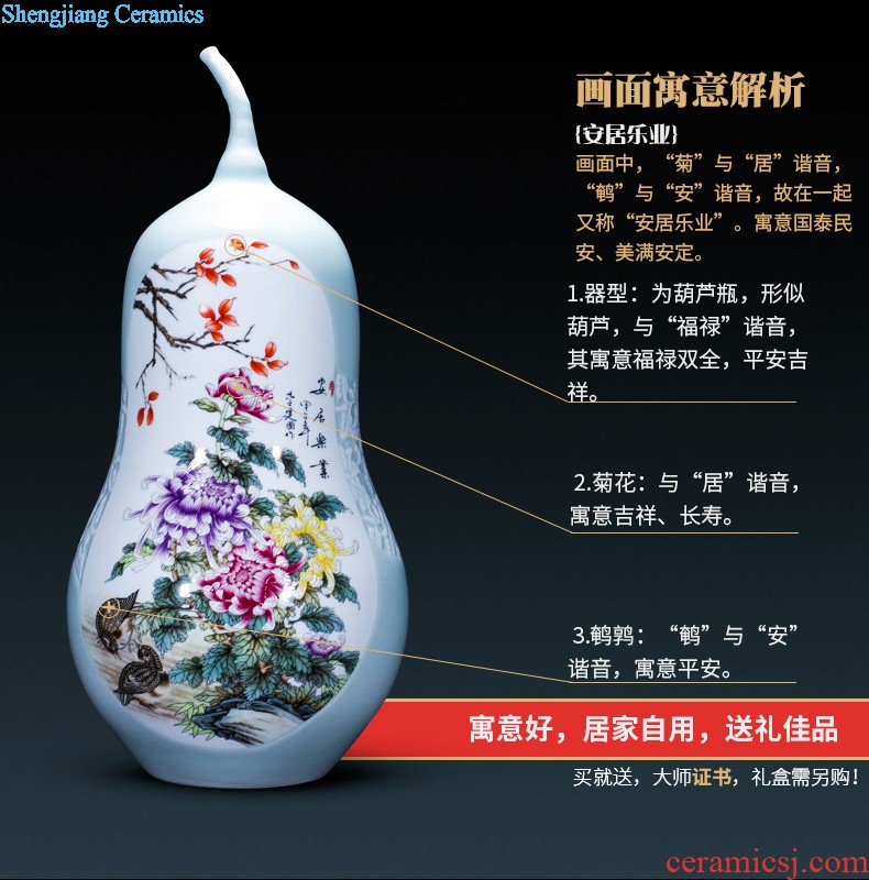 Jingdezhen ceramic antique hand-painted pastel peony flower vases, the sitting room porch decoration of Chinese style household furnishing articles