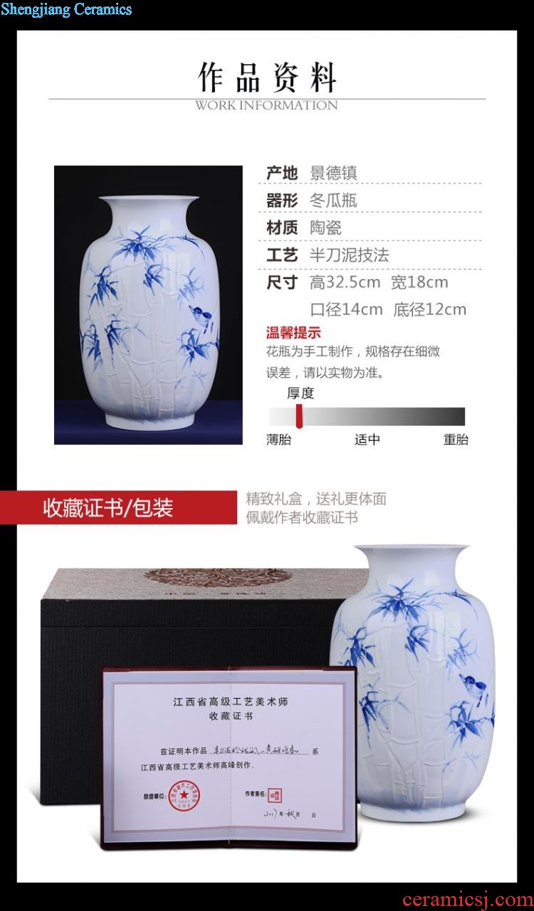 Jingdezhen ceramics vase Hand painted blue and white porcelain chun connect FuXin Chinese style decoration crafts are sitting room