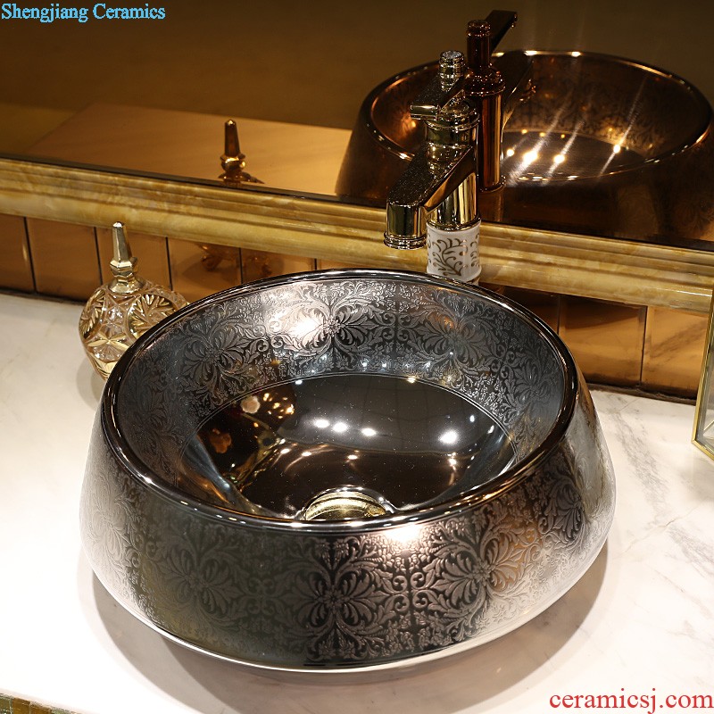 Gold cellnique stage basin of jingdezhen ceramic lavabo that defend bath lavatory basin Square glass stones