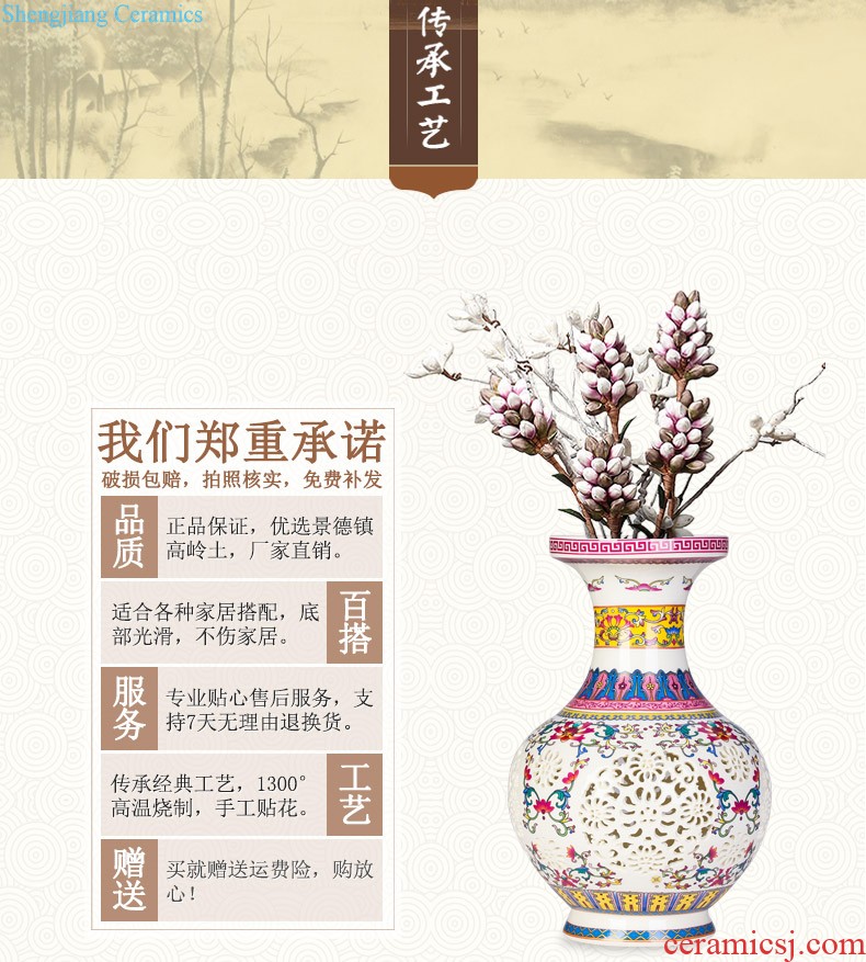 Jingdezhen ceramics famous master manual hand-painted knife clay powder enamel vase Chinese sitting room adornment is placed