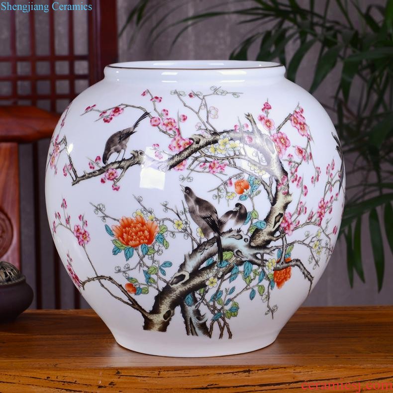 Large vase large hand-painted porcelain of jingdezhen ceramics new Chinese style household living room TV cabinet decoration