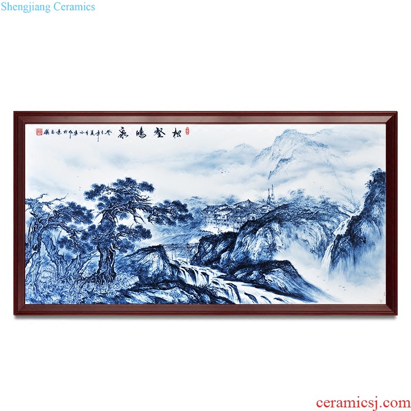 Master of jingdezhen ceramics hand-painted creek in qingkuang four screen big porcelain plate painting the sitting room adornment household furnishing articles