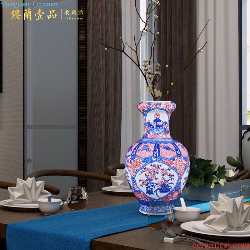 Jingdezhen ceramics hand-painted famille rose porcelain vase of large Chinese style living room bedroom TV ark adornment furnishing articles