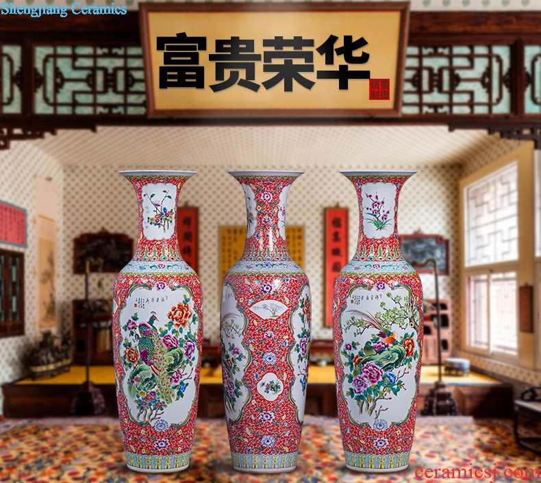 Jingdezhen ceramic masters hand draw large vases, furnishing articles now rising household decoration for the opening of blue and white porcelain gifts