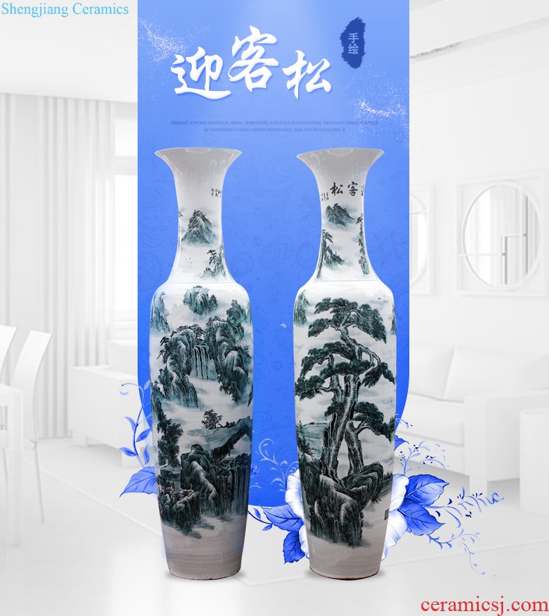 Sf52 jingdezhen ceramic floor big vase hand-painted splendid sunvo color ink landscape Chinese sitting room adornment is placed