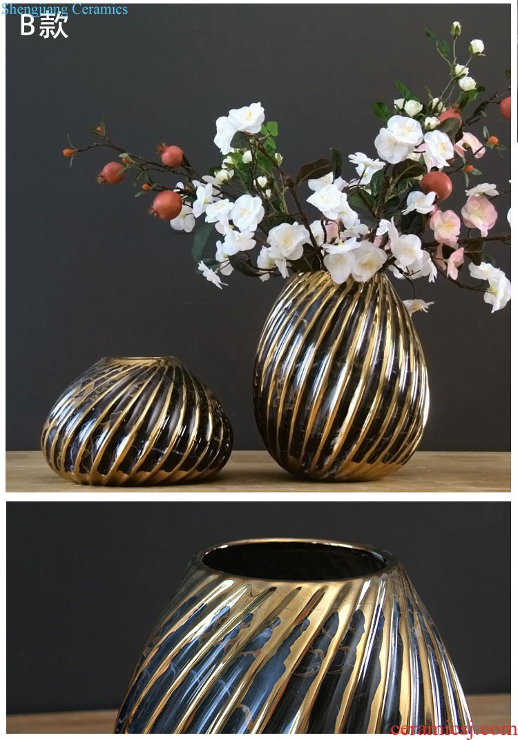 New Chinese style ceramic vase simulation flower art furnishing articles Creative TV ark flower arrangement Sky blue glaze porcelain decoration