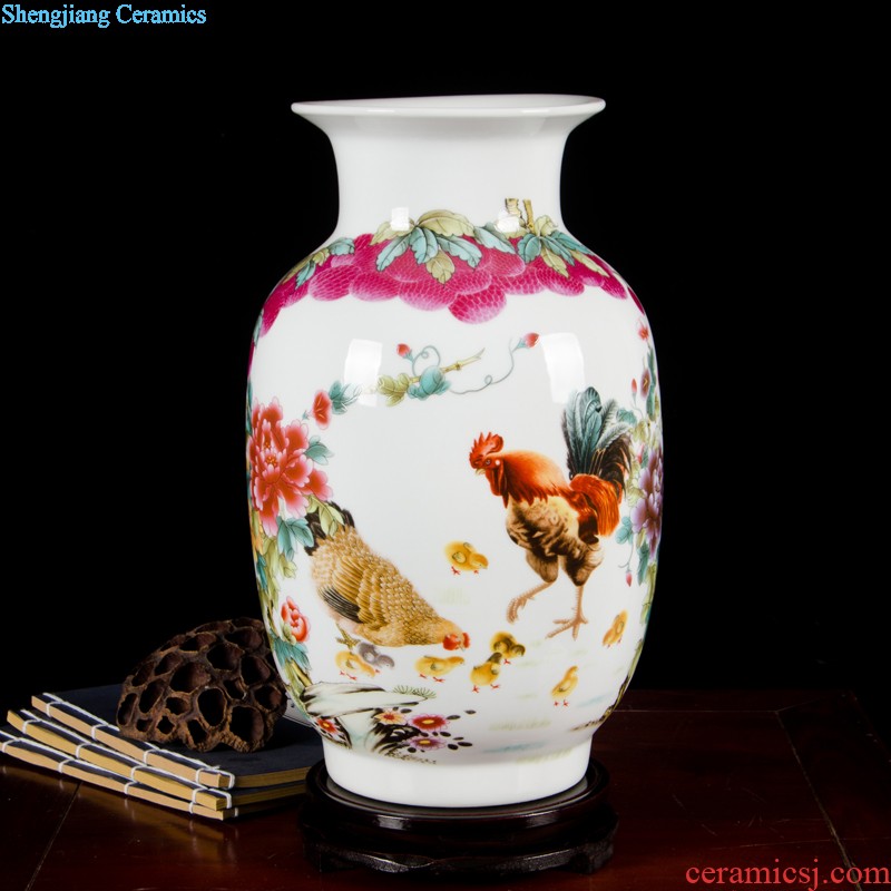 Jingdezhen ceramics lad peach thin foetus vases, flower arranging furnishing articles furnishing articles home sitting room adornment rich ancient frame