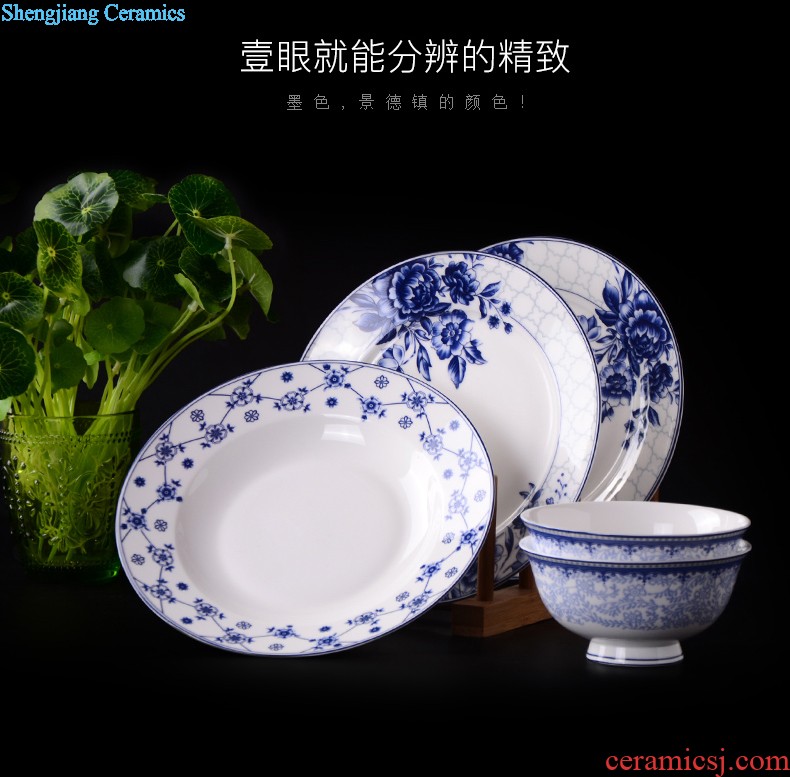 inky Jingdezhen ceramic tableware dishes suit 56 of the head of household bone bowls dish bowl chopsticks Chinese style