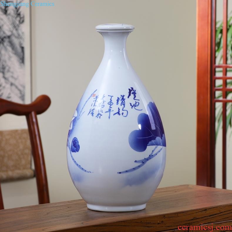 Jingdezhen ceramics hand-painted blue and white porcelain vase general storage jar jar of furnishing articles of new Chinese style household ornaments