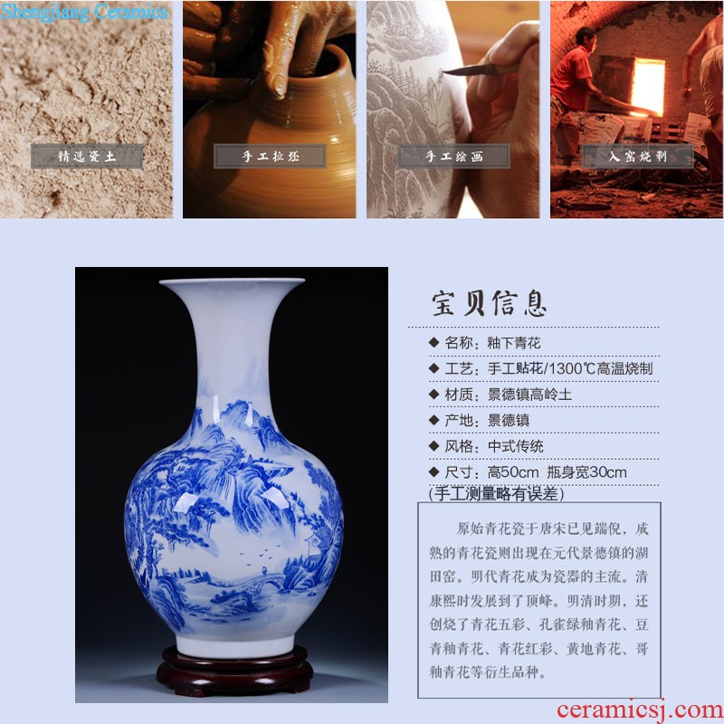 Jingdezhen ceramics flower arranging furnishing articles hand-painted blooming flowers vases, Chinese style household decorations TV ark furnishing articles