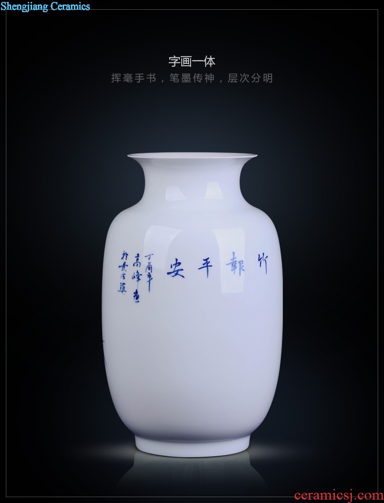 Jingdezhen ceramics vase Hand painted blue and white porcelain chun connect FuXin Chinese style decoration crafts are sitting room