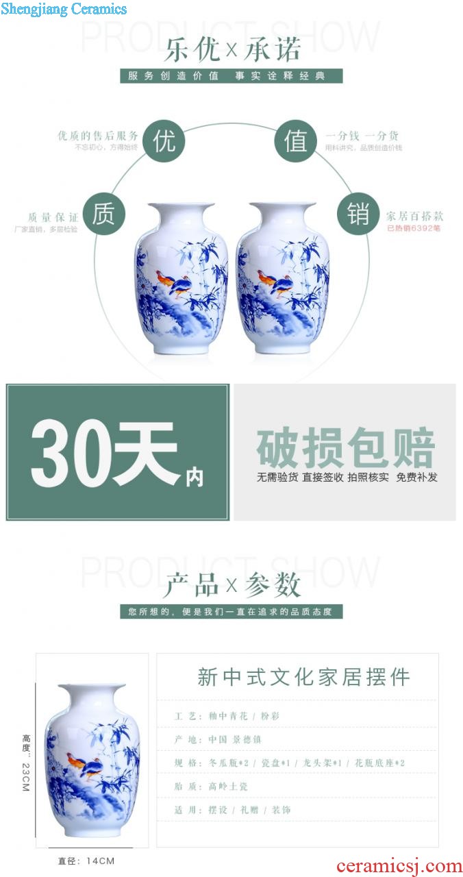 Jingdezhen ceramics vase furnishing articles Famous hand-painted scenery thin body porcelain bottle of new Chinese style living room decoration