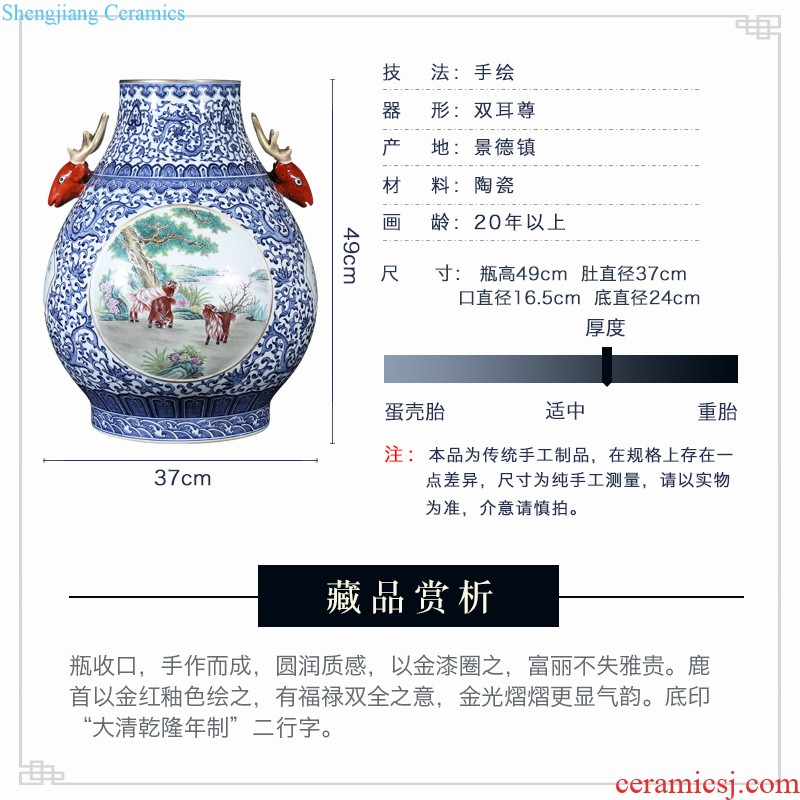 Jingdezhen ceramics hand-painted jack pastel beauty put vase new rich ancient frame of Chinese style household decorative furnishing articles