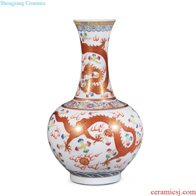 Jingdezhen imperial kiln chinaware archaize qianlong powder enamel vase okho spring sitting room adornment home furnishing articles