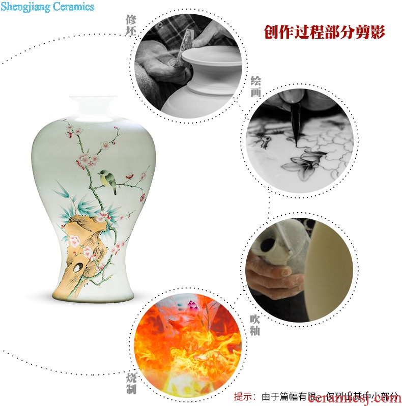 Jingdezhen ceramic masters hand-painted vases furnishing articles bamboo report peaceful living room TV cabinet porch decoration business gifts