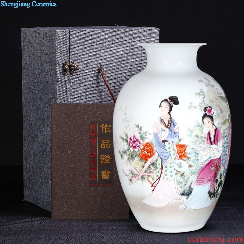 Jingdezhen ceramics by hand draw pastel scenery of the ancient village new sitting room of Chinese style household furnishing articles amorous feelings of the vase