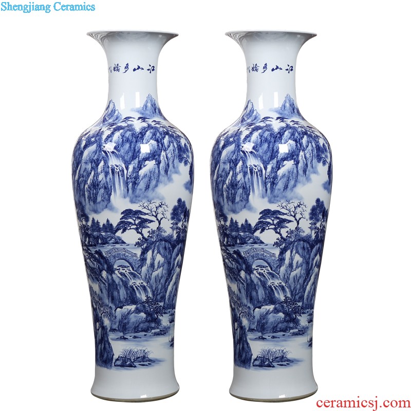 Jingdezhen ceramics vase furnishing articles Famous hand-painted landscape painting and calligraphy tube quiver new Chinese style household ornaments