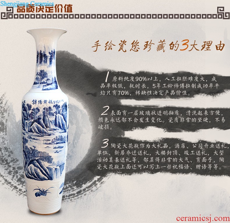 Gu wind 052 jingdezhen blue and white hand painting Opening ceremony/1.8 meters 2.2 meters antique vase