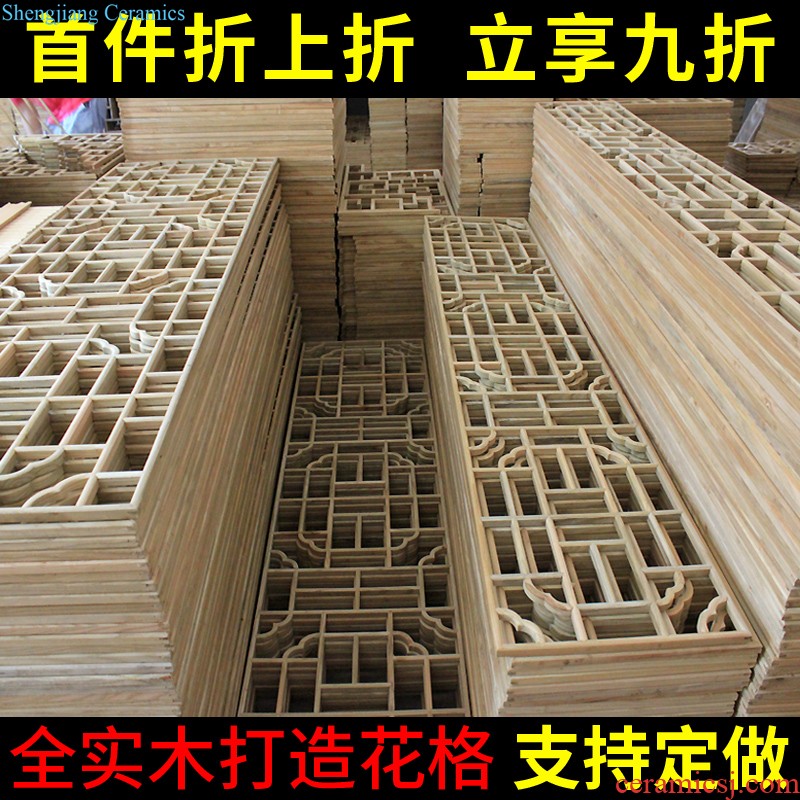 Chinese style antique checkered horn flower Windows partition flowers dongyang woodcarving dihedral Angle Angle Angle of real wood ceiling flower flower