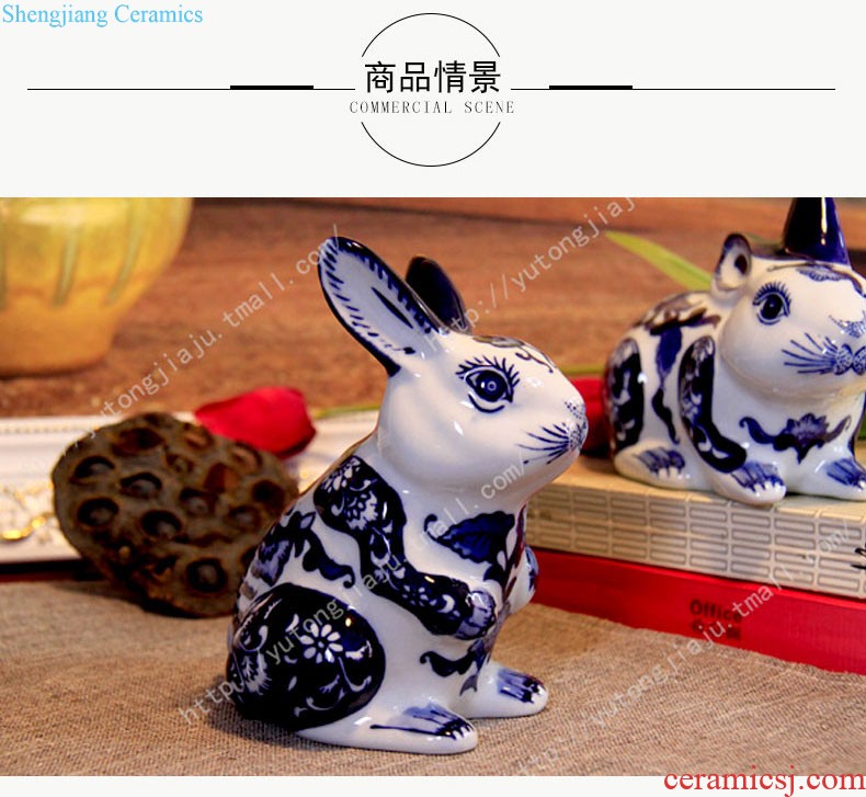 Rain tong home | jingdezhen blue and white porcelain ceramic handmade painting tea cake box caddy tea house furnishing articles