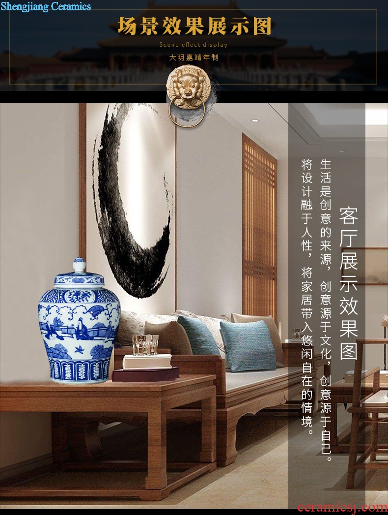 Jingdezhen ceramics hand large blue and white porcelain vase splendid furnishing articles was Chinese style living room hotel decoration