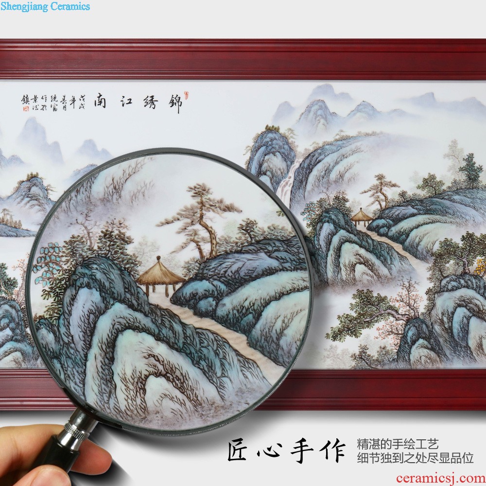 Jingdezhen ceramics Hand-painted spring, summer, autumn and winter adornment porcelain plate setting wall murals New Chinese style furnishing articles in the living room