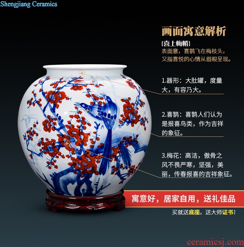 E150 jingdezhen ceramics all hand painted lotus lotus rhyme quiver of large vases, home furnishing articles adornment