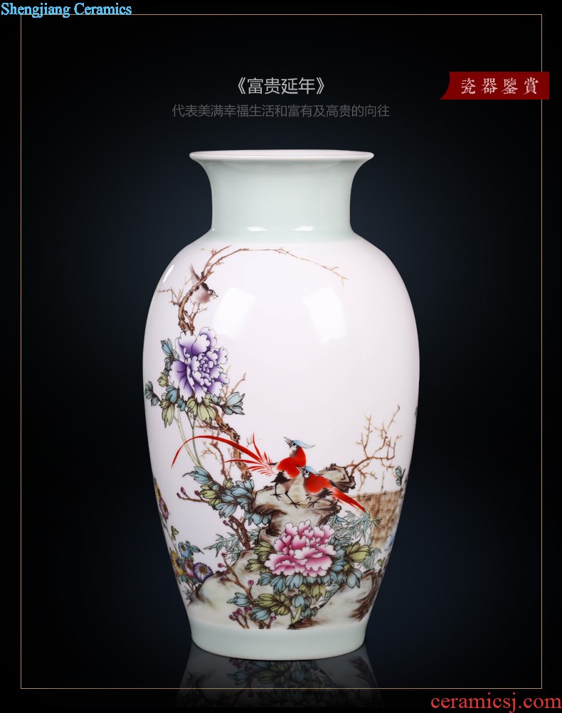 New Chinese style of jingdezhen ceramics creative hand-painted flowers and birds three-piece floret bottle of home sitting room adornment is placed