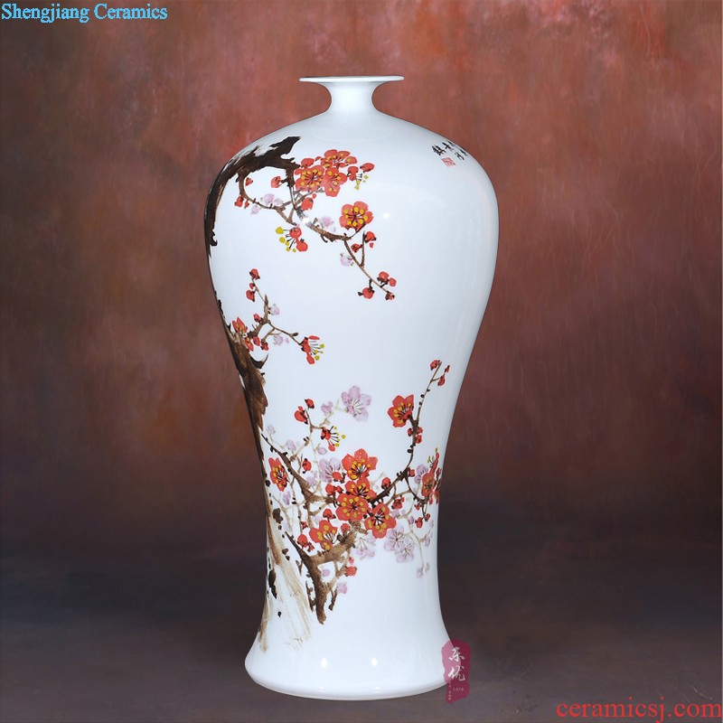 Jingdezhen ceramic Lrene hand-painted LanZhu figure vase flower fashionable Chinese style classical home furnishing articles in the living room