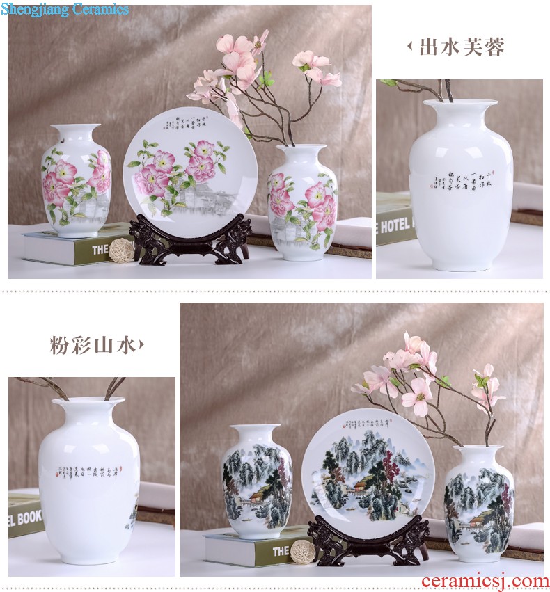 Jingdezhen ceramics modern three-piece floret bottle of flower arrangement, sitting room of Chinese style household decorations crafts