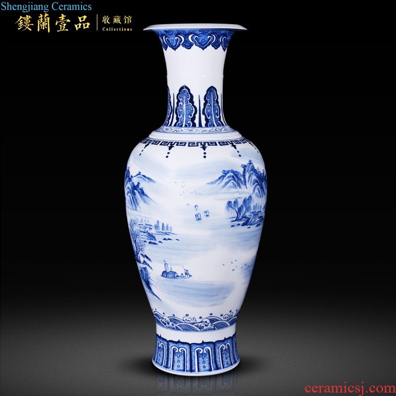 Jingdezhen ceramics high copy qianlong pastel ears okho spring vases, sitting room of new Chinese style household adornment furnishing articles