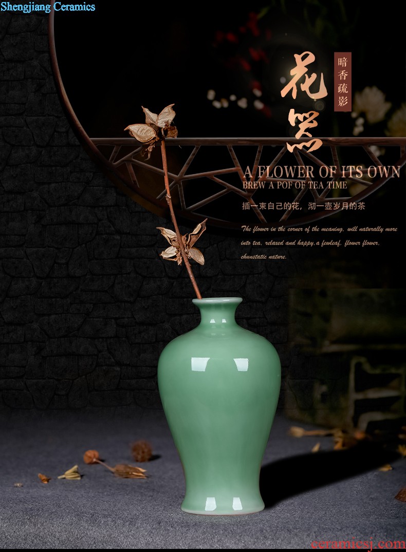 Jingdezhen ceramic vases, furnishing articles New Chinese style traditional Chinese painting landscape dried flowers flower arrangement home office decorations