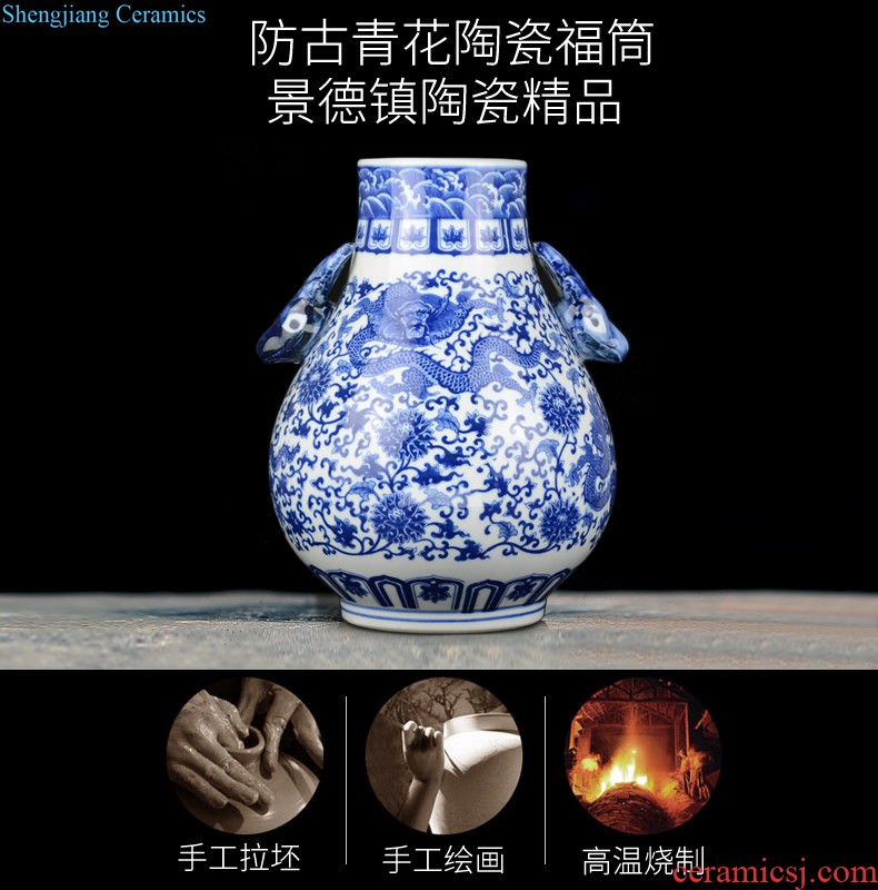 Jingdezhen ceramic hand-painted new Chinese vase creative living room TV cabinet dry flower arranging flowers home furnishing articles