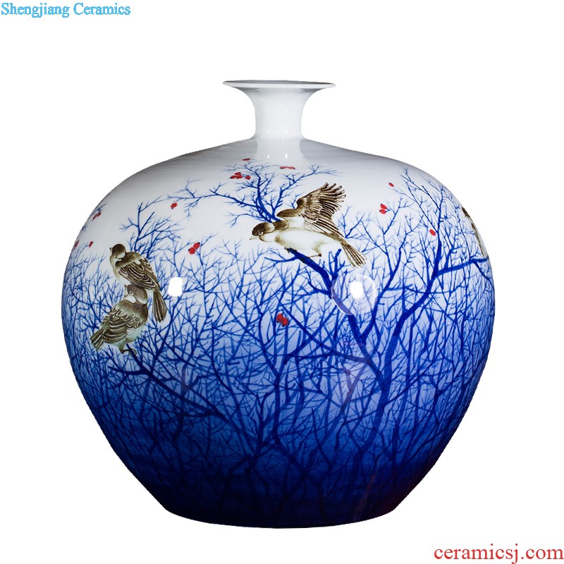 Famous master of jingdezhen ceramics hand-painted gold rat blue and white porcelain vase prosperous wealth sitting room adornment handicraft furnishing articles