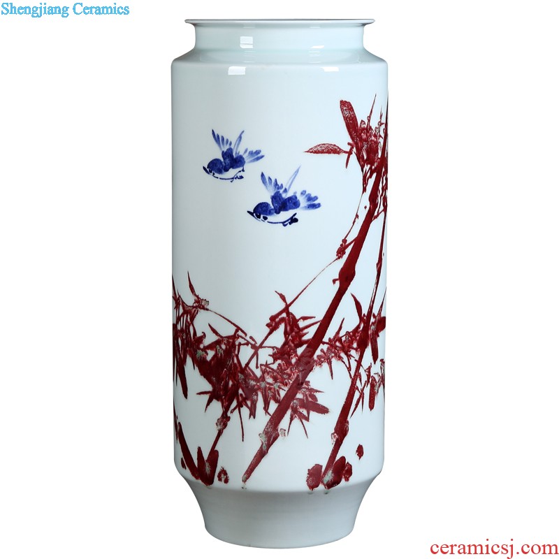 Jingdezhen ceramics decoration Flat peach offer life of hand-painted vases, flower arranging new Chinese style household handicraft furnishing articles