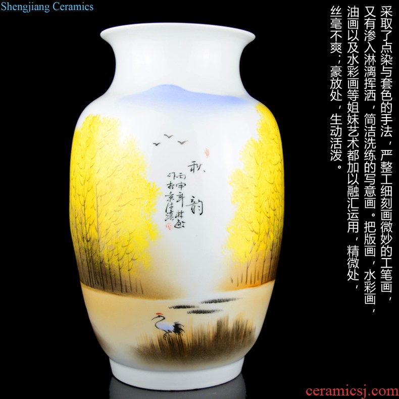 Jingdezhen ceramics Hand draw landscape painting large blue and white porcelain vase Sitting room be born Chinese style adornment furnishing articles