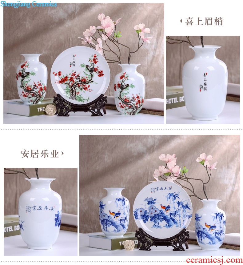 Jingdezhen ceramics modern three-piece floret bottle of flower arrangement, sitting room of Chinese style household decorations crafts