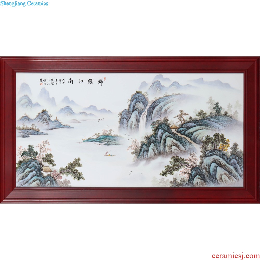 Jingdezhen ceramics Hand-painted spring, summer, autumn and winter adornment porcelain plate setting wall murals New Chinese style furnishing articles in the living room