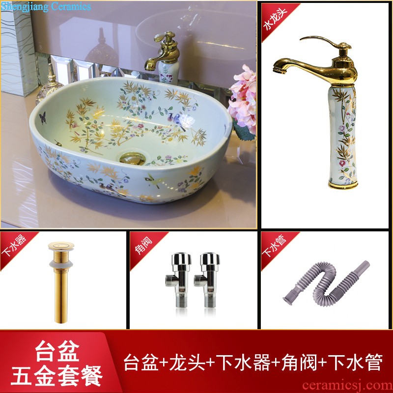 Koh larn, qi ceramic undercounter lavabo lavatory art basin of the basin that wash a face Taichung basin elliptical platinum peony