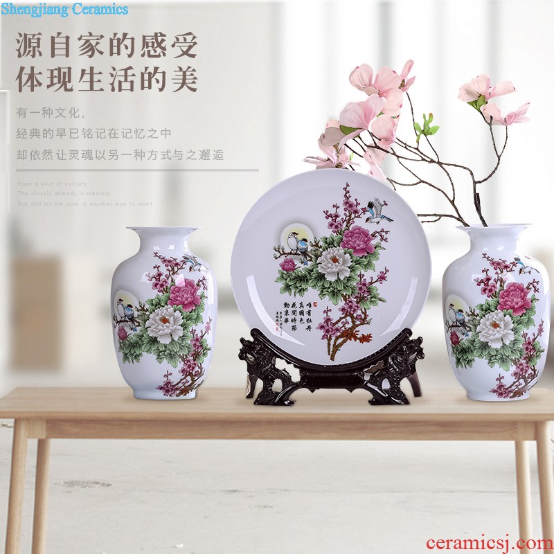 Jingdezhen ceramics modern three-piece floret bottle of flower arrangement, sitting room of Chinese style household decorations crafts