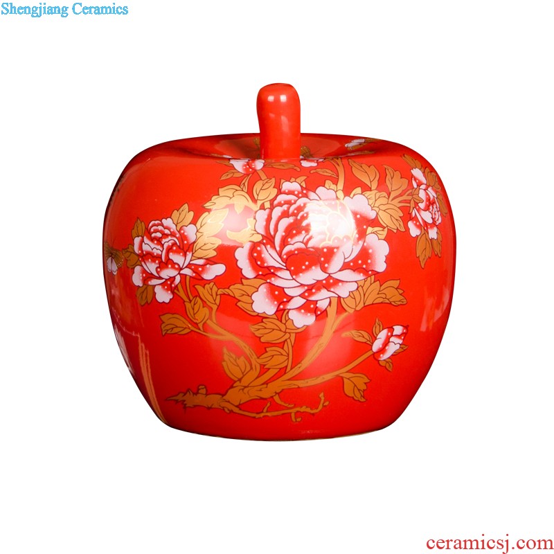 Jingdezhen ceramics red landscape floret bottle of flower arranging the sitting room of Chinese style household decoration crafts are desktop