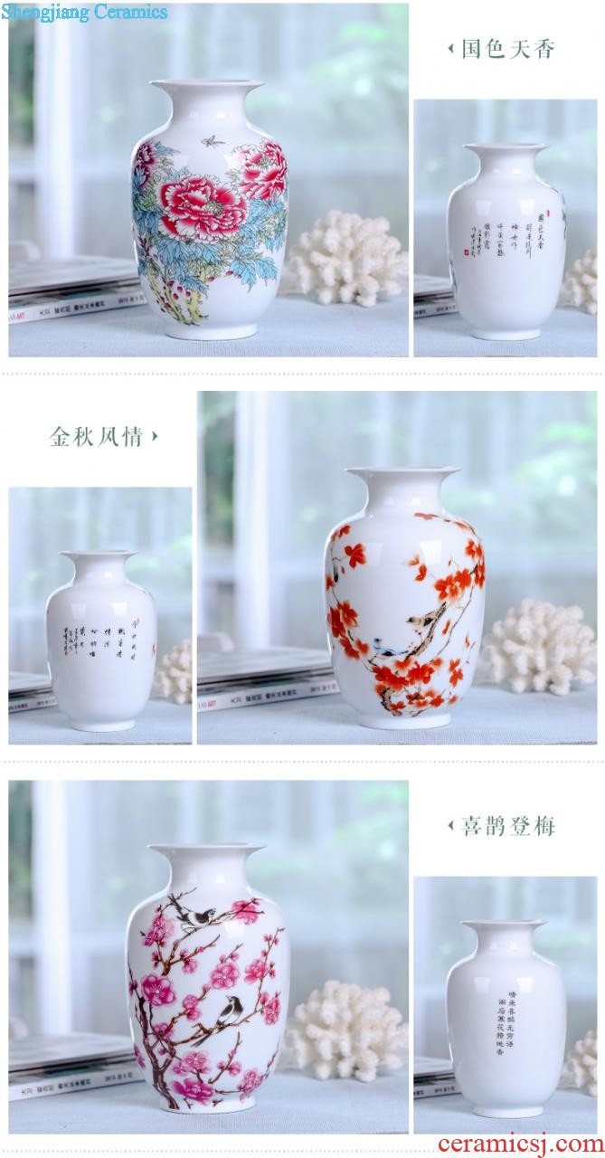 Jingdezhen ceramics vase furnishing articles Famous hand-painted scenery thin body porcelain bottle of new Chinese style living room decoration