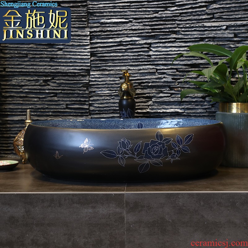 Ceramic art basin on its oval sink European contracted toilet lavatory marble basin