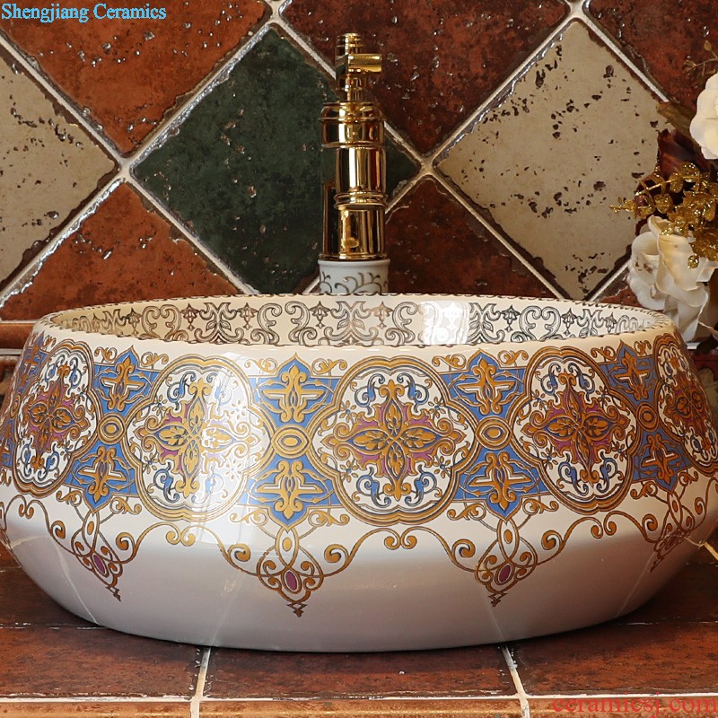 Gold cellnique jingdezhen stage basin ceramic art basin toilet lavabo square basin of abstract art