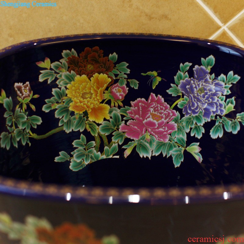 Koh larn, qi ceramic sanitary ware of toilet stage basin sink toilet lavatory basin hand-painted plum blossom