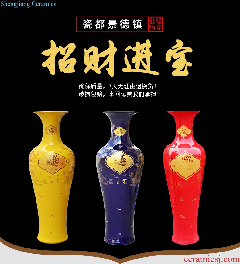 Jingdezhen ceramics yellow floret bottle of flower arranging furnishing articles of Chinese style living room TV cabinet household decorations arts and crafts