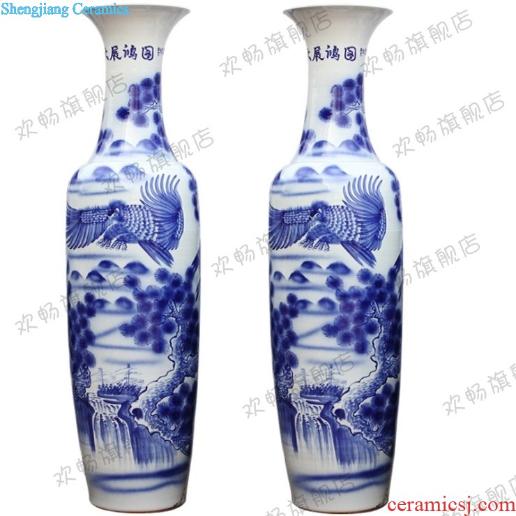 Jingdezhen ceramics manual hand-painted peony of large blue and white porcelain vase new Chinese style sitting room adornment is placed