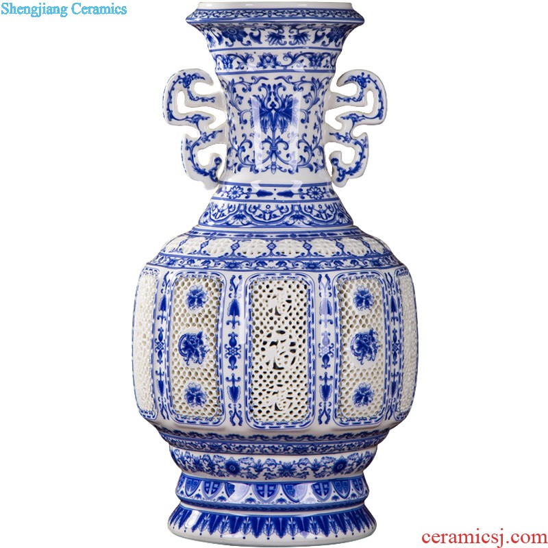 Jingdezhen ceramics festival 379 Chinese red the lad landing big vase decoration porcelain porcelain furnishing articles