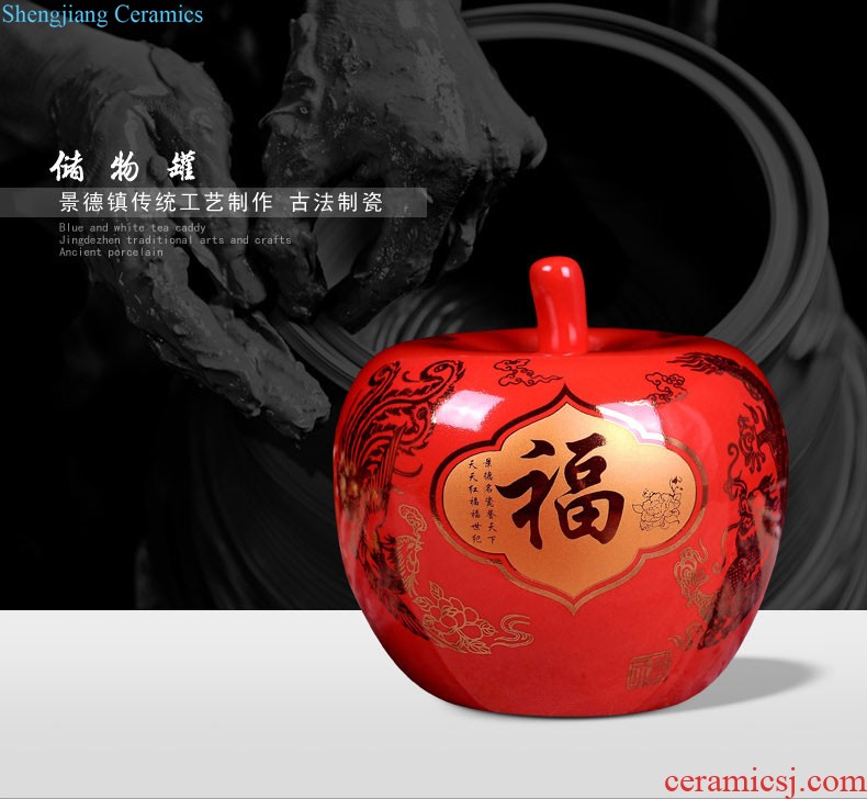 Jingdezhen ceramics China red longfeng f egg vase furnishing articles sitting room put vase modern home decoration